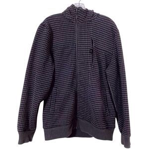 Lululemon Men’s West Coast Full Zip Hoodie Size Large Black Gray Houndstooth EUC